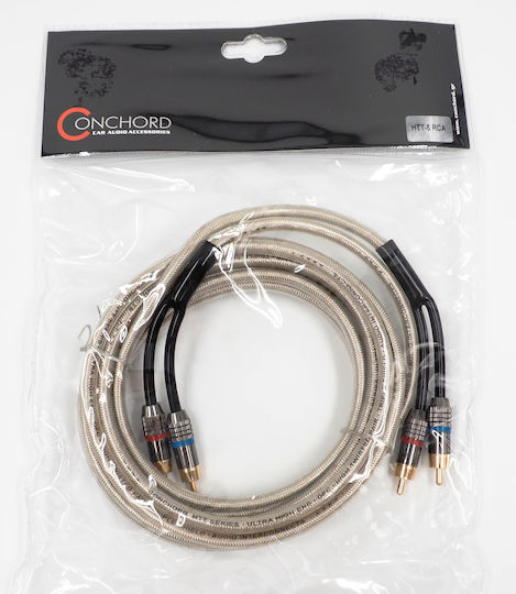 Conchord Set Car Audio Cables Clear Silver High End RCA Cable 5m
