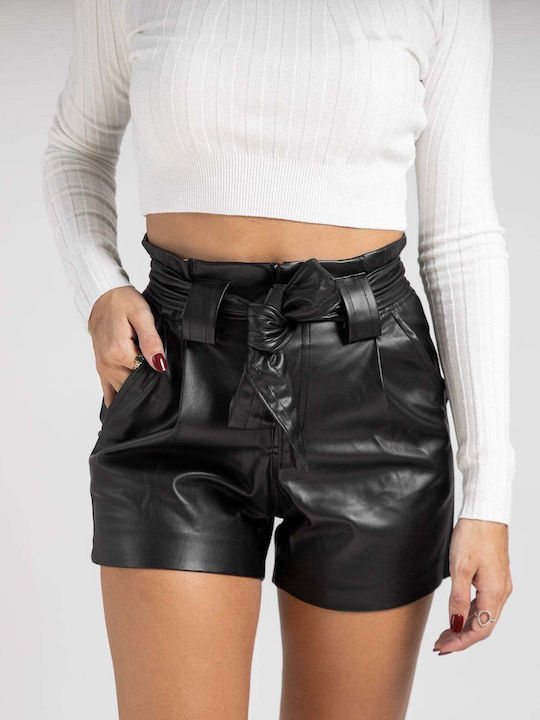 Fashioncore Women's Leather Shorts Black