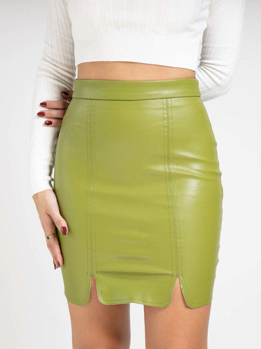 Fashioncore Women's Leather Skirt Green