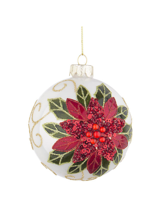 Christmas glass ball ornament with Alexandrian glitter 8cm (set of 6)