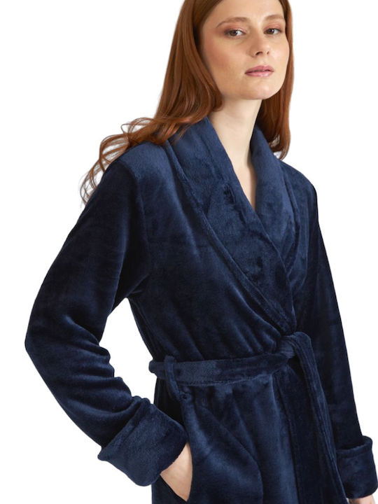 Harmony Winter Women's Fleece Robe Blue