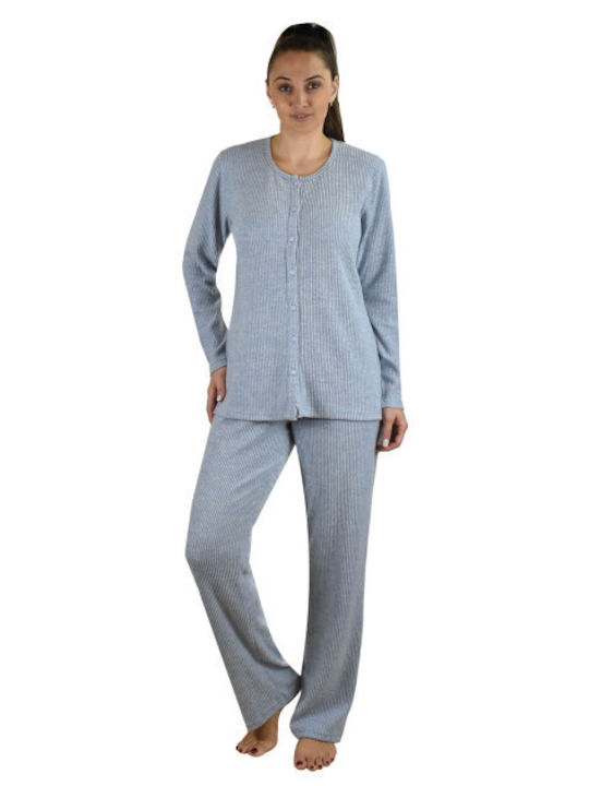 Secret Point Winter Damen Pyjama-Set Hellblau