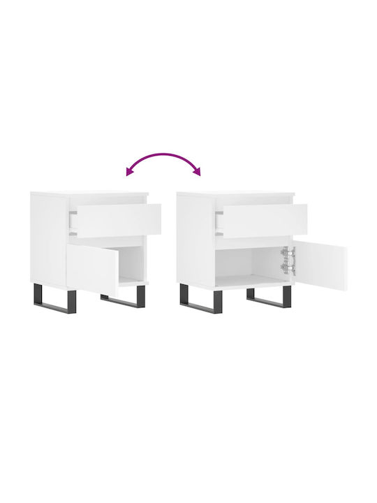 Wooden Bedside Tables White 2 Pieces 40x35x50cm