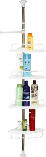Keskor Corner Floor Bathroom Shelf Plastic with 4 Shelves 33x21.5x260cm White