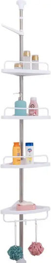 Keskor Corner Floor Bathroom Shelf Plastic with 4 Shelves 33x21.5x260cm White