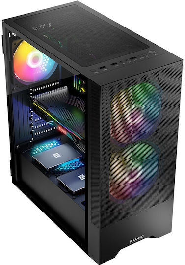 Logic Arya ARGB Gaming Midi Tower Κουτί Υπολογιστή Μαύρο