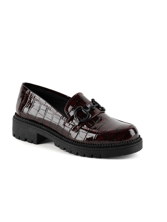 After Hour Lackleder Damen Loafers in Burgundisch Farbe