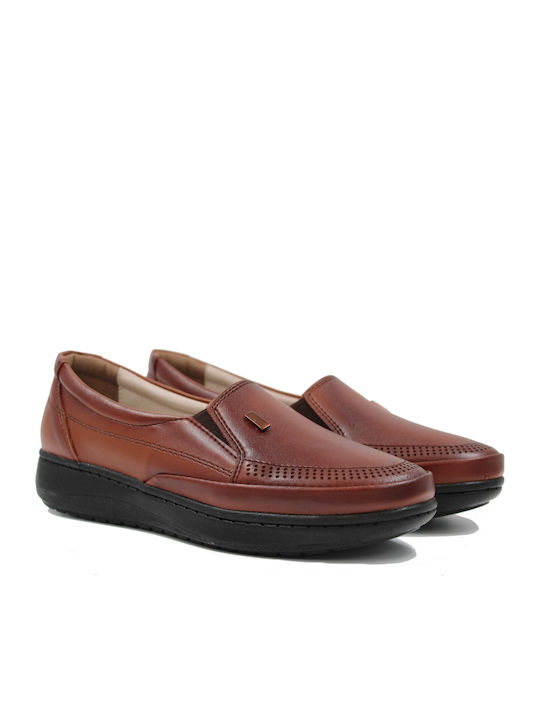 Leder Damen Mokassins in Braun Farbe