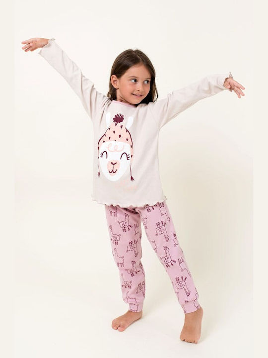 Happy Family Set Top & Bottom Kids Pyjamas Beige