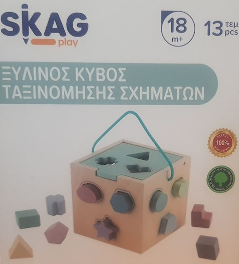 Skag Shape Sorting Toy Sorting Cube made of Wood for 18++ Months