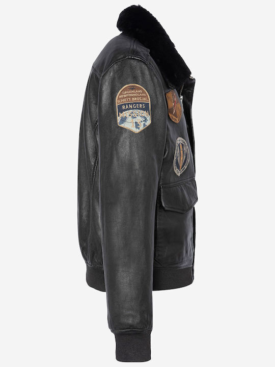 Lederjacke Winter Jacke Schwarz