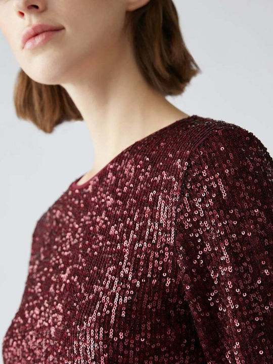 Mini Abendkleid mit Tüll Burgundisch