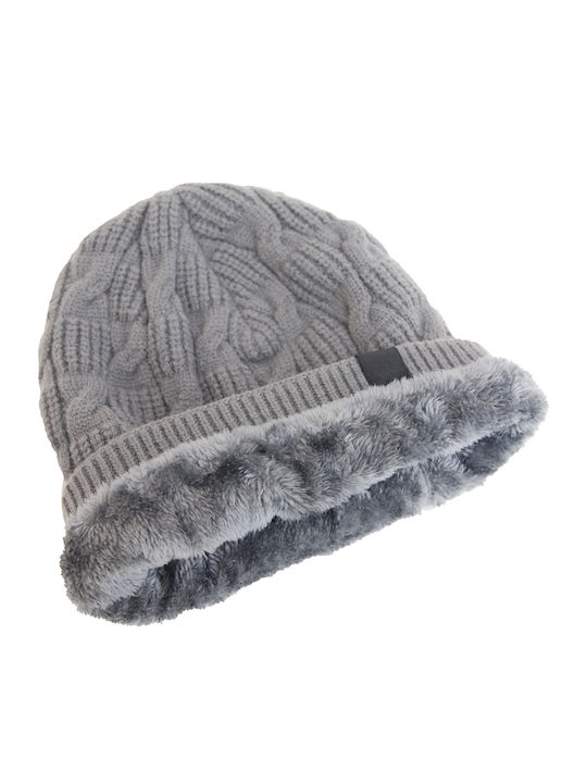 Männer Set mit Beanie Fleece Gestrickt in Gray Farbe