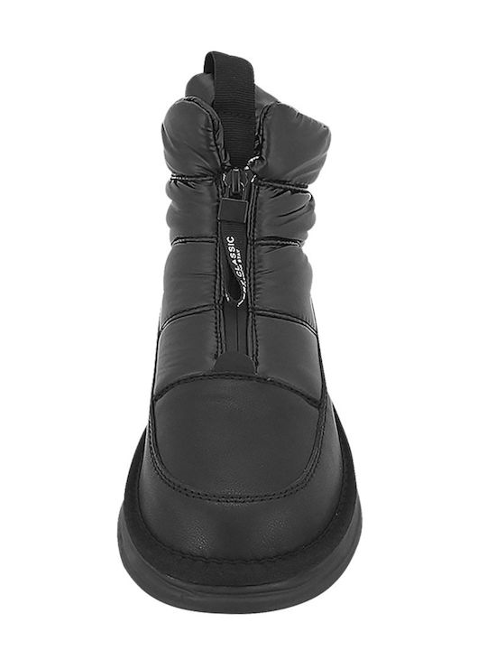 Leder Stiefeletten Damen mit Pelz Schwarz