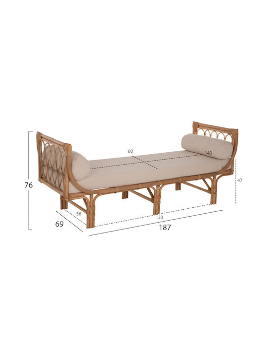 Charmella Παγκάκι Εξωτερικού Χώρου Rattan με Μαξιλάρια 187x69x76cm