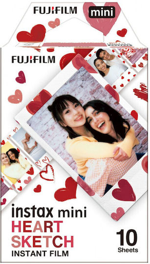 Fujifilm Цвят instax mini Film Heart Sketch Instant Филм (10 Експозиции) Скица на сърце