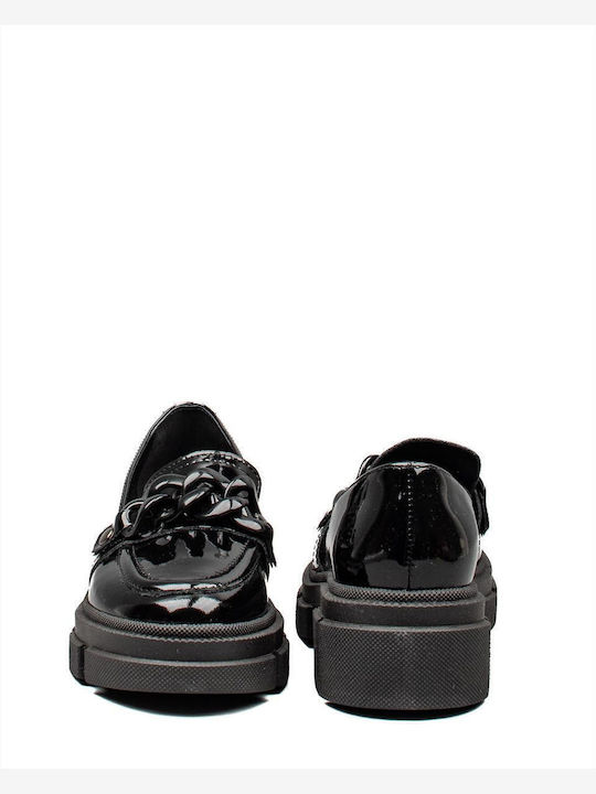 Δερμάτινα Γυναικεία Loafers σε Μαύρο Χρώμα