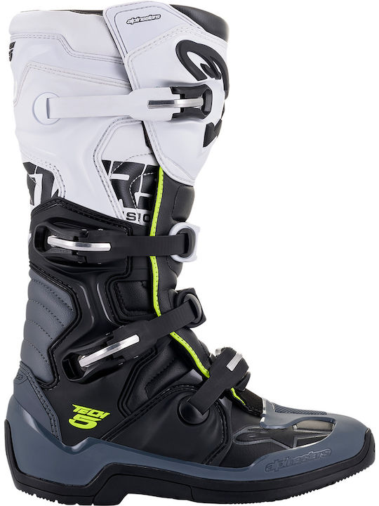 Alpinestars Tech 5 Cizme Motocross Bărbați Din piele Black/Dark Gray/White