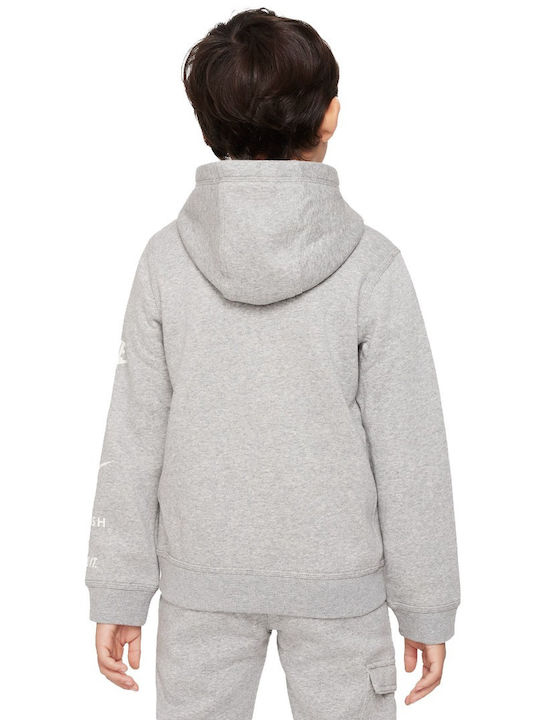 Nike Kids Fleece Sweatshirt with Hood and Pocket Gray