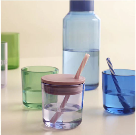 Design Letters Gläser-Set Cocktail/Trinken aus Glas in Blau Farbe mit Strohhalm 2Stück Design Letters Gläser-Set Cocktail/Trinken aus Glas in Blau Farbe mit Strohhalm 2Stück