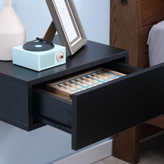 HomCom Bedside Tables Wooden Black 2 Pieces 40x30x15cm