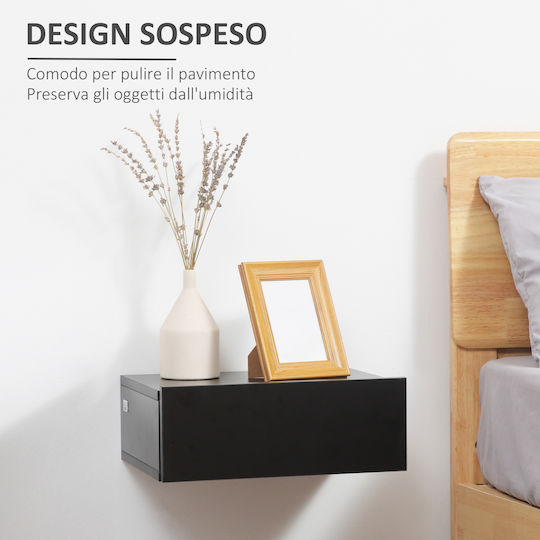 HomCom Bedside Tables Wooden Black 2 Pieces 40x30x15cm