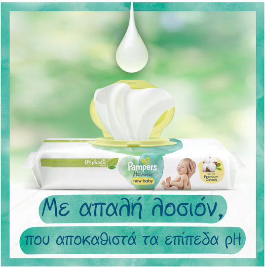 Pampers Harmonie Hypoallergenic Baby Wipes with 99% Water Fragrance Free Alcohol-Free Parabens Free 4x46pcs