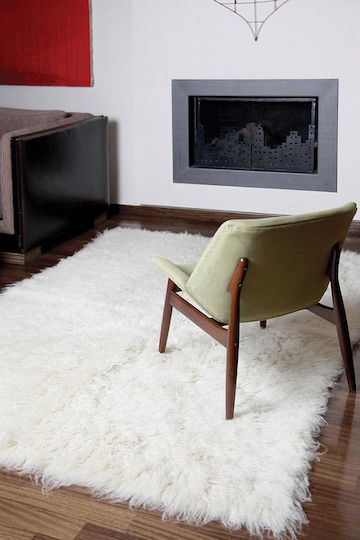Βιοκαρπέτ Flokati Χαλί Ορθογώνιο Shaggy Μάλλινο Natural White 1000gsm 60x90cm