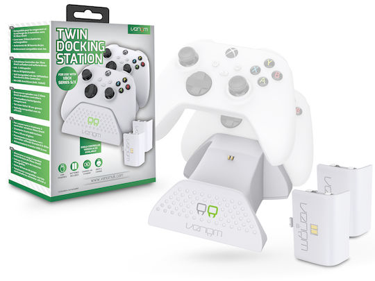 Venom Twin Зарядна станция за 2 контролера Xbox Series X/S - Xbox Серия X/S Бял