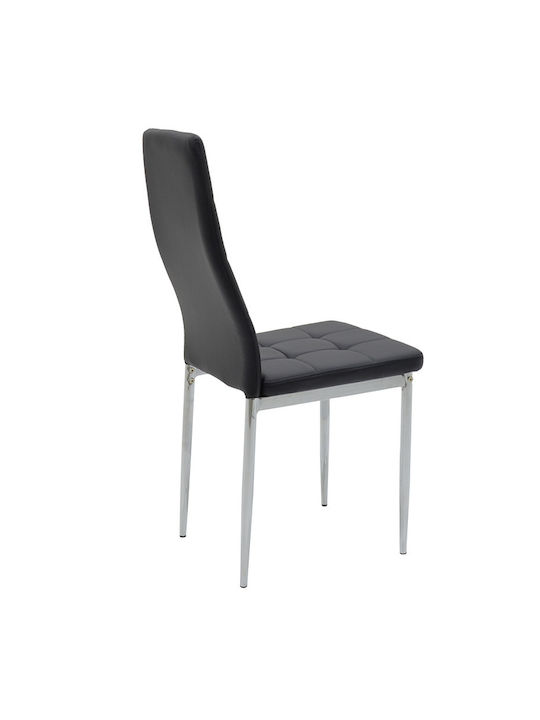 Cube Dining Room Artificial Leather Chair Black-foot chrome 41x46x96cm