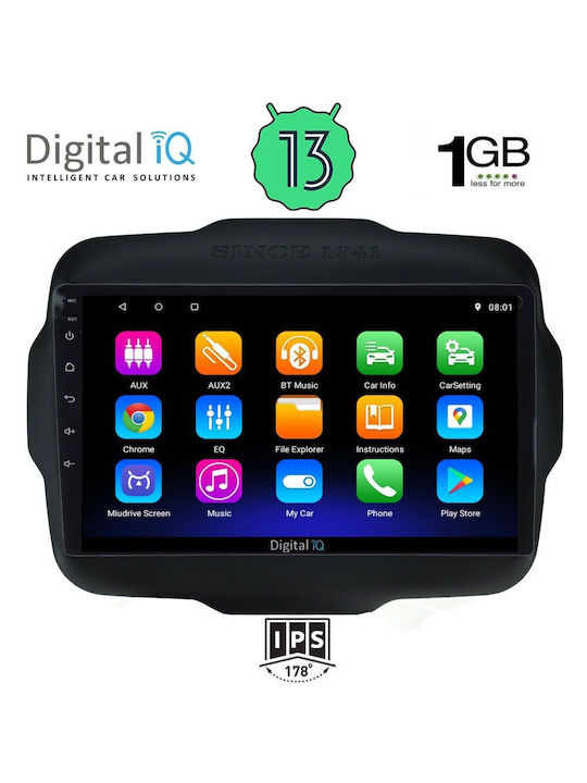Digital IQ Sistem Audio Auto pentru Jeep Renegade 2014> (Bluetooth/USB/WiFi/GPS/Apple-Carplay/Android-Auto) cu Ecran Tactil 9"