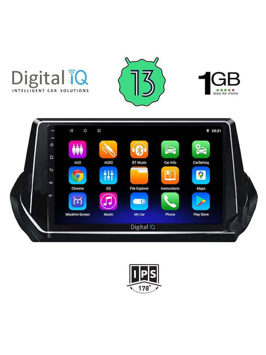 Digital IQ Car Audio System for Peugeot 208 2021> (Bluetooth/USB/WiFi/GPS/Apple-Carplay/Android-Auto) with Touch Screen 9"