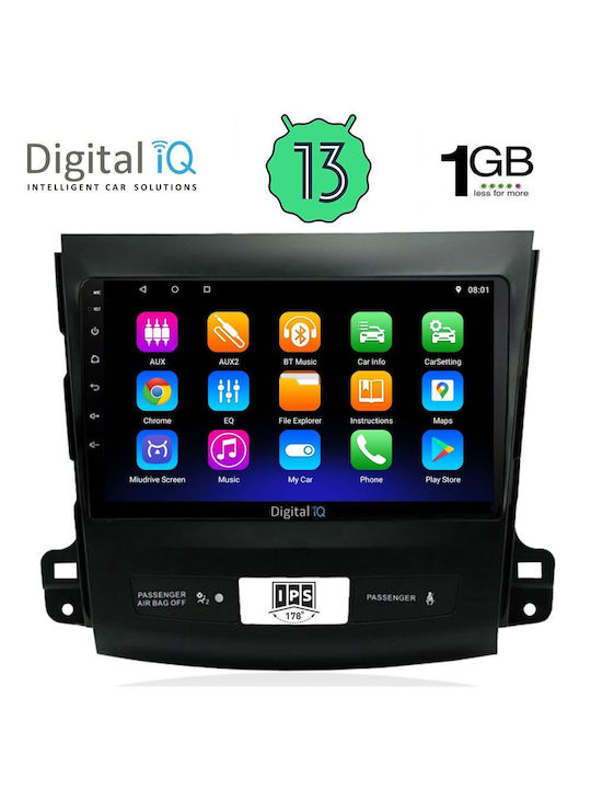 Digital IQ Sistem Audio Auto pentru Peugeot 4007 Mitsubishi Outlander Citroen C-Crosser 2006-2012 (Bluetooth/USB/WiFi/GPS/Apple-Carplay/Android-Auto) cu Ecran Tactil 9"