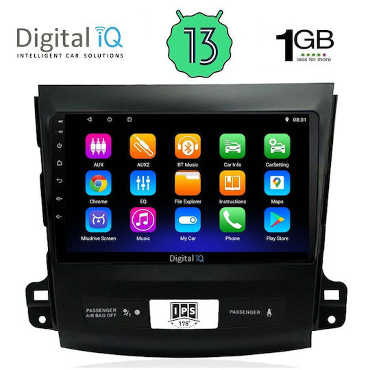 Digital IQ Ηχοσύστημα Αυτοκινήτου για Peugeot 4007 Mitsubishi Outlander Citroen C-Crosser 2006-2012 (Bluetooth/USB/WiFi/GPS/Apple-Carplay/Android-Auto) με Οθόνη Αφής 9"