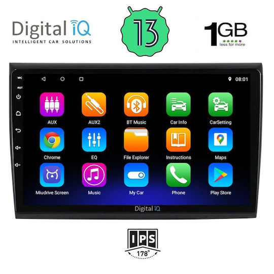 Digital IQ Auto-Audiosystem für Fiat Bravo 2007> (Bluetooth/USB/WiFi/GPS/Apple-Carplay/Android-Auto) mit Touchscreen 9"