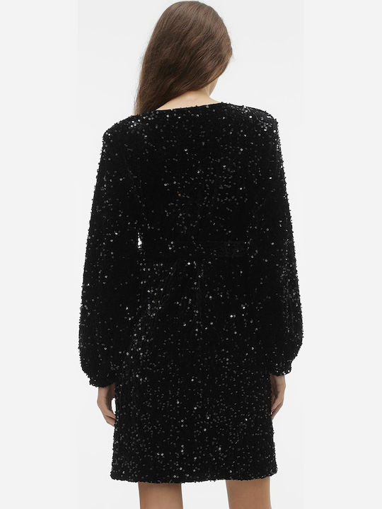 Mini Evening Dress Wrap Black