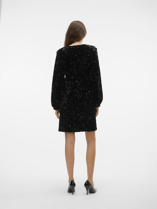 Mini Evening Dress Wrap Black