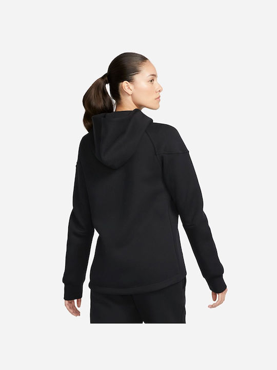 Nike Tech Fleece Windrunner Γυναικεία Ζακέτα Φούτερ με Κουκούλα Μαύρη