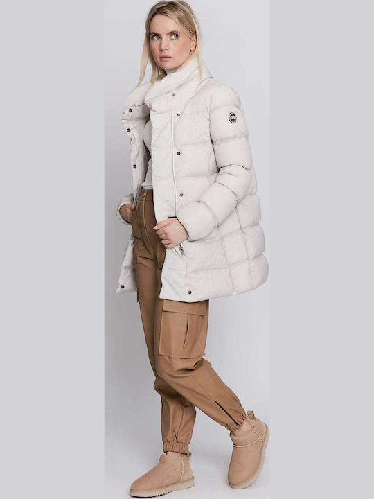 Lungă Jachetă de femei Puffer Waterproof Alb