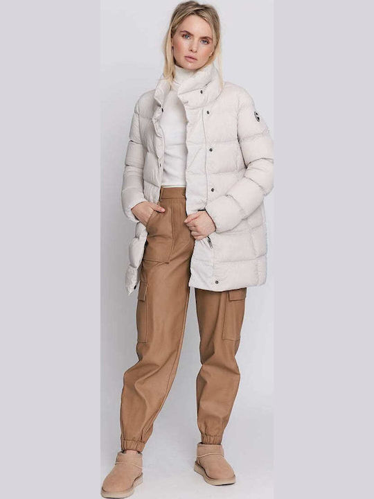 Lungă Jachetă de femei Puffer Waterproof Alb