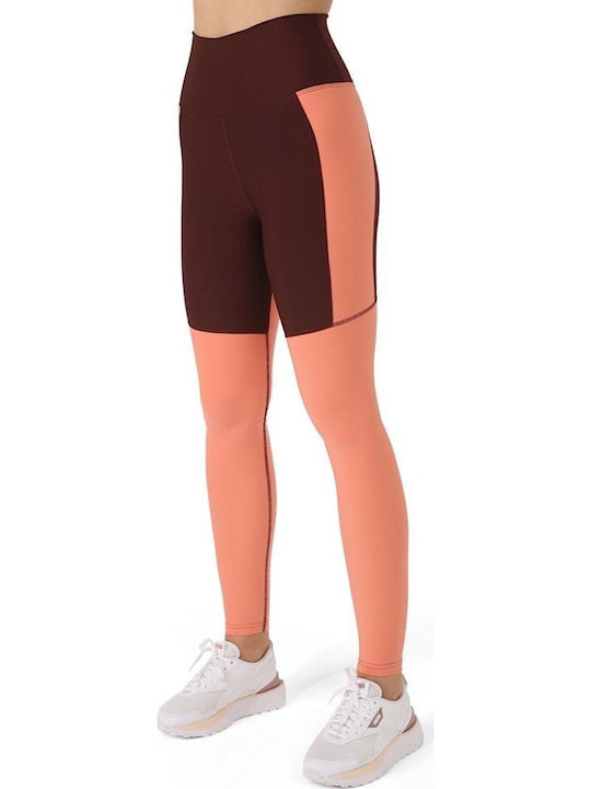 Superstacy Frauen Lang Leggings Hochgeschnitten Bordeaux/Coral