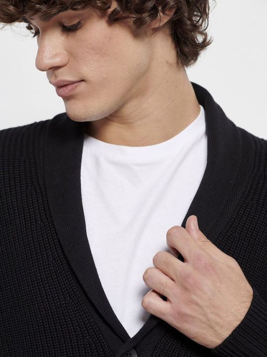 Men's Cardigan with Buttons Black