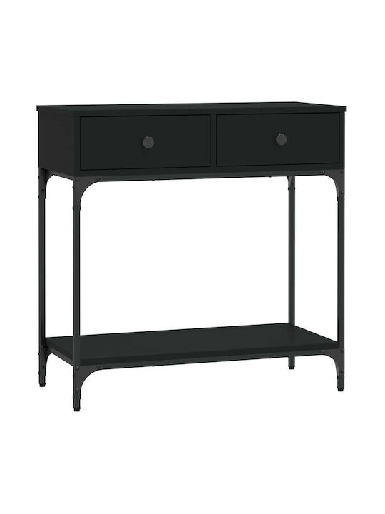 Console Table Wood & Metal Black Velvet-Black Metal L75xW34.5xH75cm