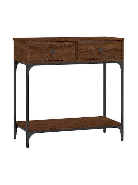 Console Table Wood & Metal Brown Oak L75xW34.5xH75cm