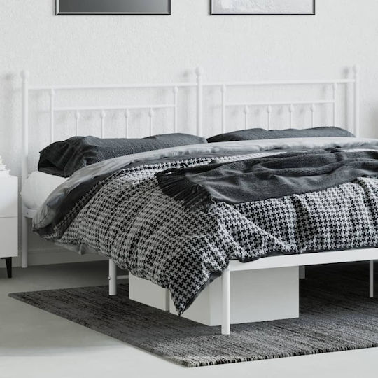 vidaXL Metal Bed Headboard White 193cm