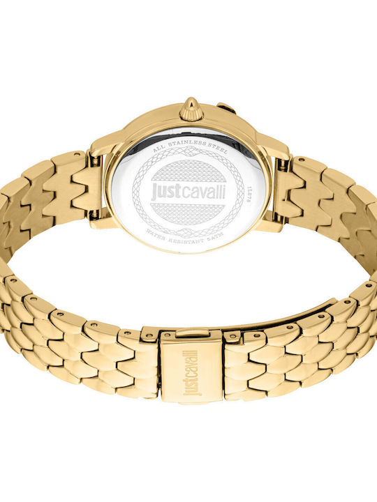 Just Cavalli Γυναικείο Ρολόι 30mm Μπαταρίας με Χρυσό Μεταλλικό Μπρασελέ