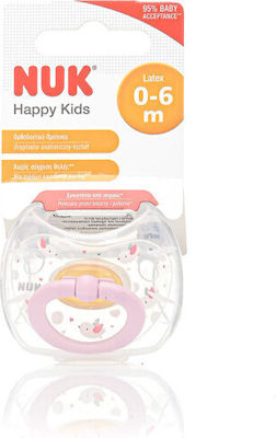 Nuk Orthodontischer Schnuller Gummi Happy Kids Elefant Bonhomia Owl mit Etui für 0-6 Monate 1Stück