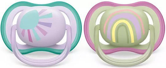 Philips Ultra Air Pacifiers Silicone Sun/Rainbow - Lilac/Green for 0-6 months 2pcs