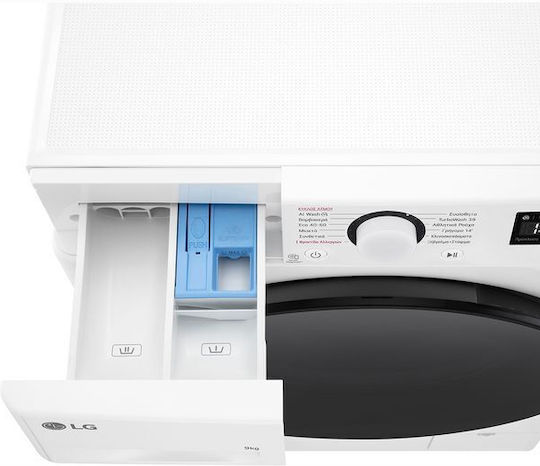 LG Πλυντήριο Ρούχων 9kg με Τεχνολογία Ατμού 1200 Στροφών 6 Motion F2R5009TSWB