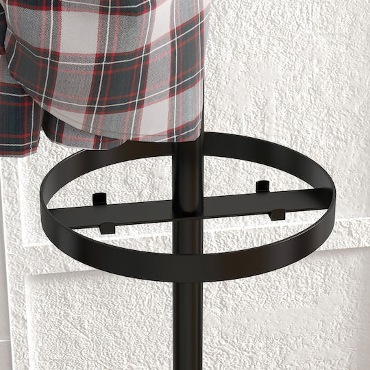 HomCom Metallic Coat Rack with Umbrella Holder Black 34x34x177cm
